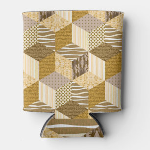 Golden Patchwork: Sandy Quilt Elegance. Can Cooler