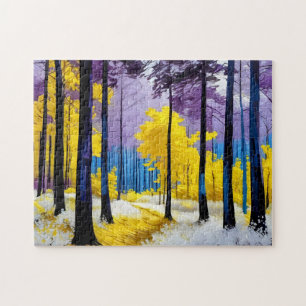 Golden Path Through a Lavender Forest Jigsaw Puzzle
