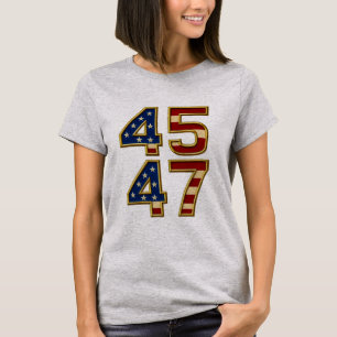 Golden Patriot Power – 45 & 47 Bold USA T-Shirt
