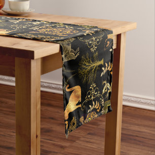 Golden Pattern 03.bw Black BG Medium Table Runner
