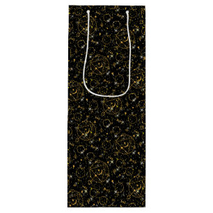 Golden Pattern 05.bw Black BG Wine Gift Bag