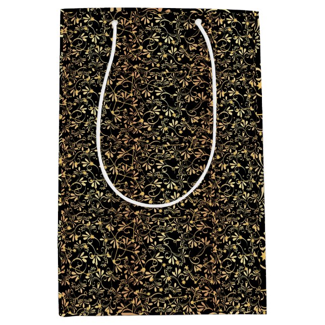 Golden Pattern 08.bw Black BG Medium Gift Bag (Front)