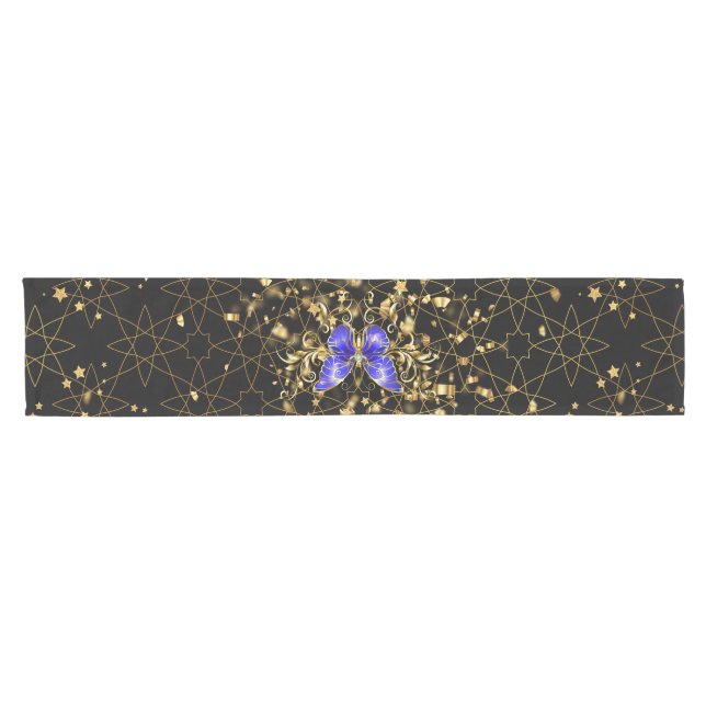 Golden Pattern 14.bw Black BG Short Table Runner (Horizontal)