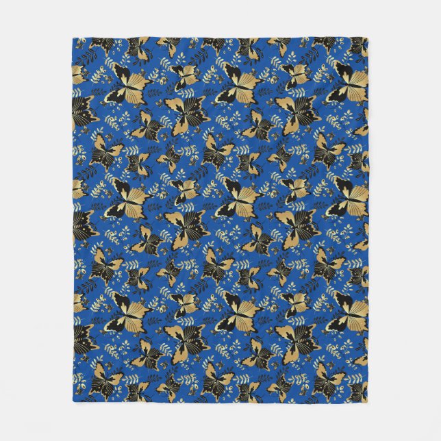 Golden pattern 15 bwx4. black BG Fleece Blanket (Front)