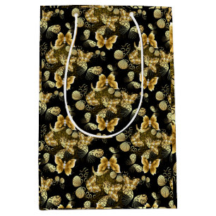 Golden Pattern 16.bw Black BG Medium Gift Bag