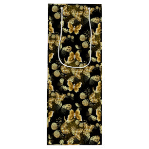 Golden Pattern 16.bwm Black BG Wine Gift Bag