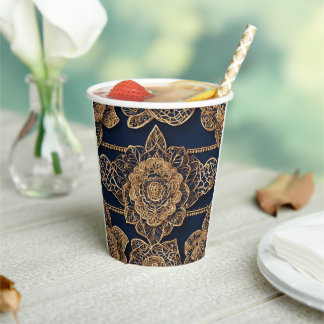 Golden patterns AI art Paper Cups