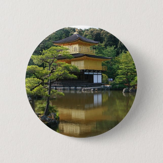Golden Pavilion Temple in Kinkaku 6 Cm Round Badge (Front)