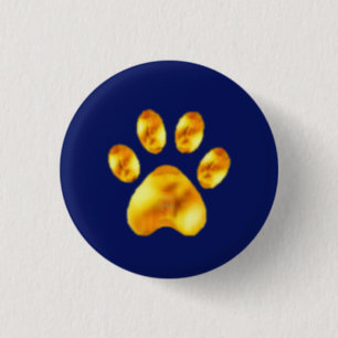 Golden Paw on Blue 3 Cm Round Badge