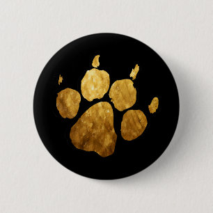 Golden paw Print 6 Cm Round Badge