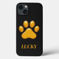 Golden Paw Print Against Black Background