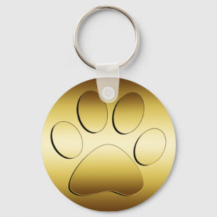 GOLDEN PAW PRINT KEY RING
