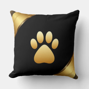 Golden Paw Print Symbol Cushion