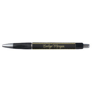 Golden Paw Prints on Black with Custom Name