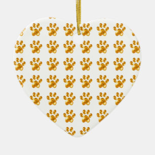 Golden paws ceramic ornament