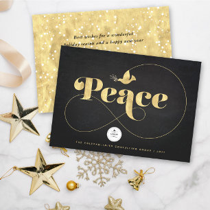 Golden Peace And Dove Stylish Business Holiday Invitation