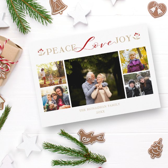 Golden Peace Love Joy 5 Photos Collage Christmas (Creator Uploaded)