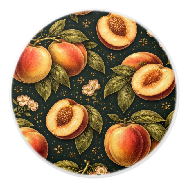 Golden Peach Botanical Drawer Knob (Front)