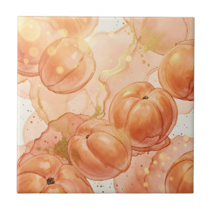 Golden Peach Watercolor Pattern Tile