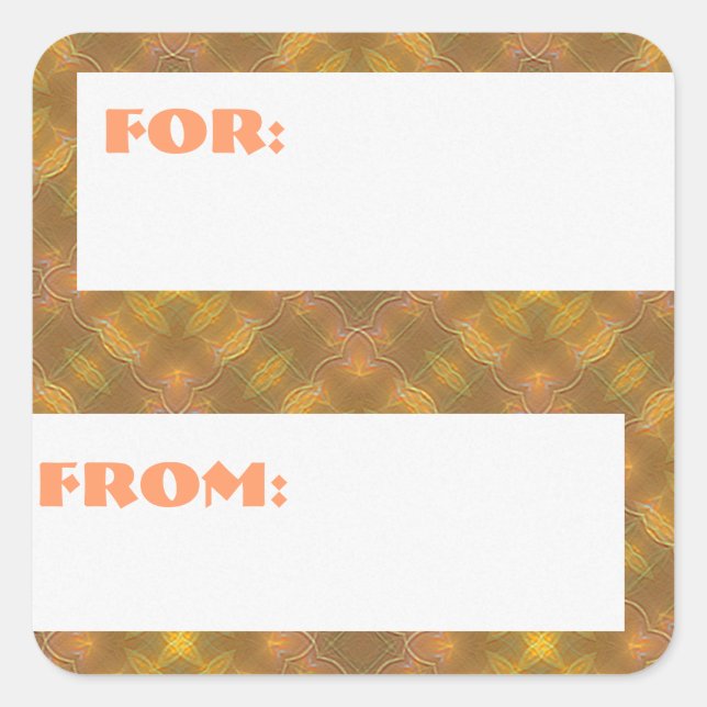 Golden Peach & Yellow Squares Patterned Gift Tag (Front)