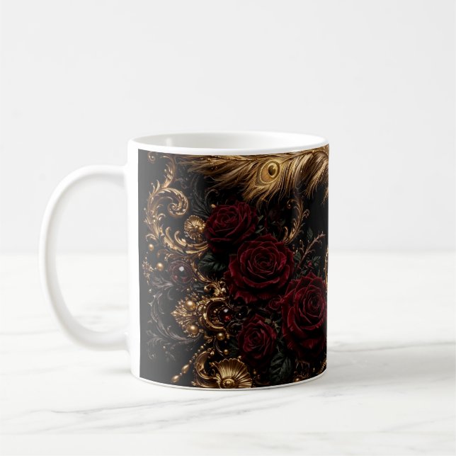 Golden Peacock Baroque  Coffee Mug (Left)