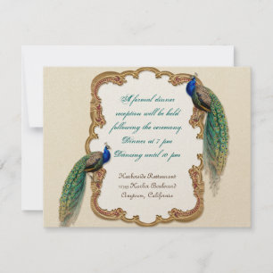 Golden Peacock & Calligraphy Reception Invitation