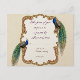Golden Peacock & Calligraphy RSVP Response Card