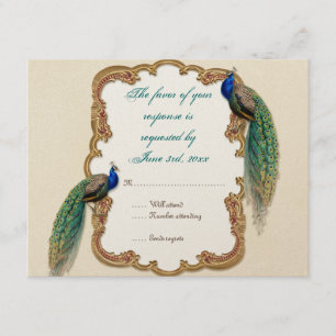 Golden Peacock & Calligraphy RSVP Response Card