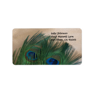 Golden Peacock Feathers Address Labels