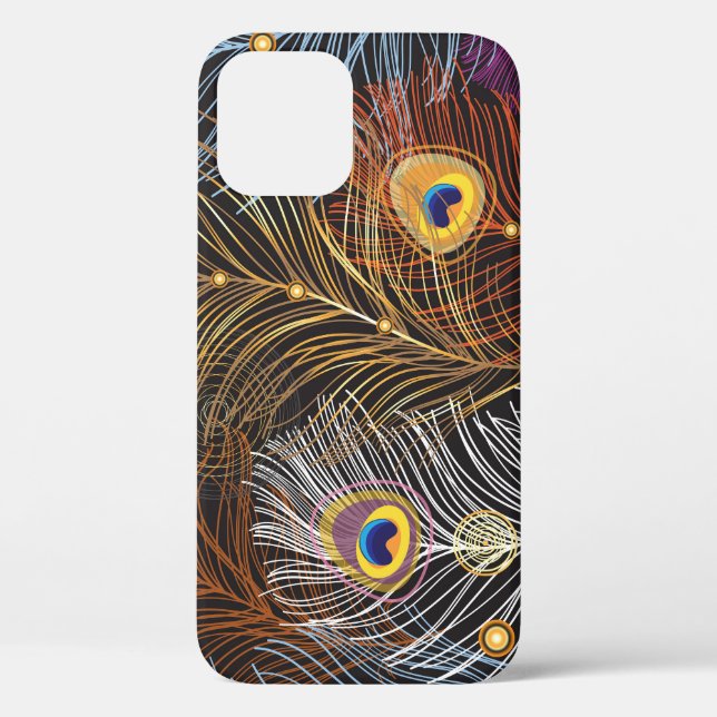 Golden peacock feathers: dark pattern. Case-Mate iPhone case (Back)