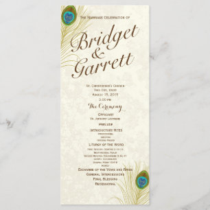 Golden Peacock Feathers Wedding Program Programme