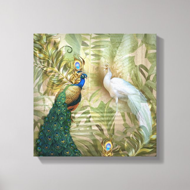 Golden Peacock Temple Dreams Collection Canvas Print (Front)