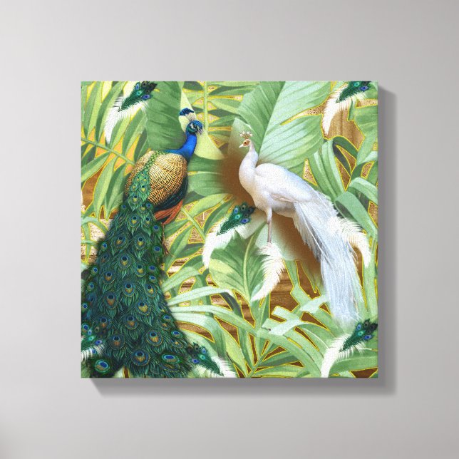 Golden Peacock Temple Dreams Collection Canvas Print (Front)