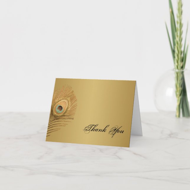 Golden Peacock Thank You Card (Front)