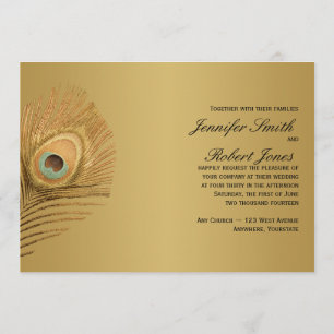 Golden Peacock Wedding Invitation
