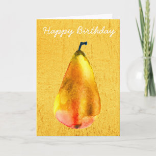 Golden Pear fruit art Card