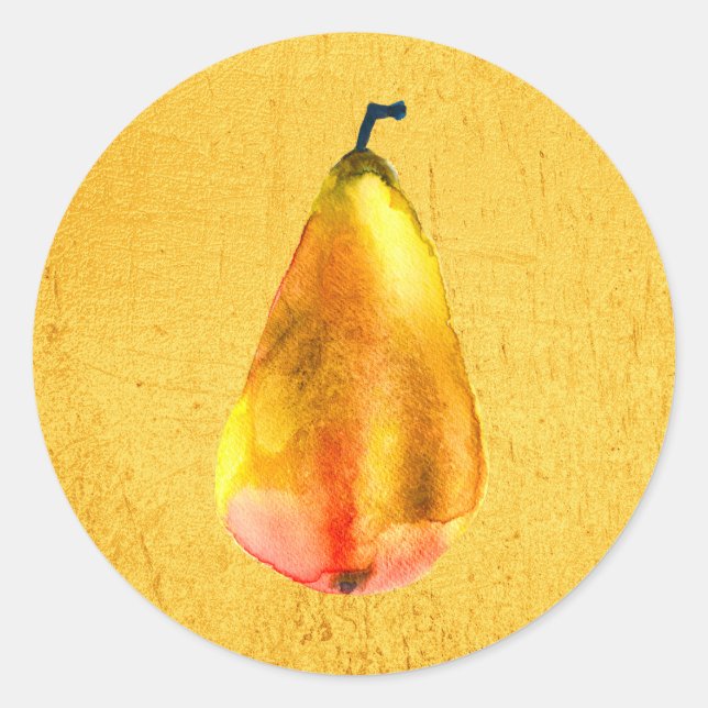 Golden Pear fruit art Classic Round Sticker (Front)