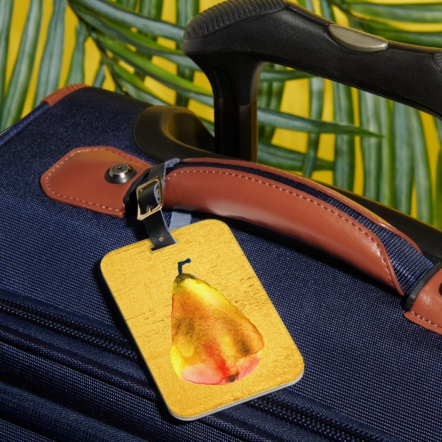 Golden Pear Fruit art Luggage Tag (Front Insitu 1)