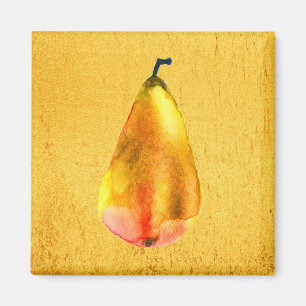 Golden Pear fruit art Magnet