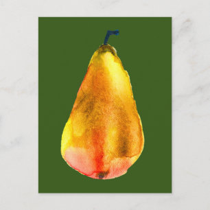 Golden Pear fruit art Postcard