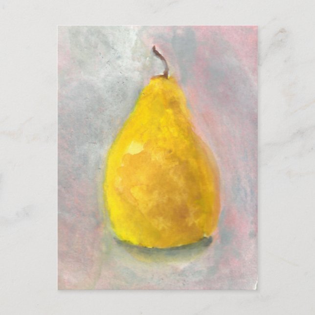 Golden Pear Still Life Watercolor Postcard (Front)