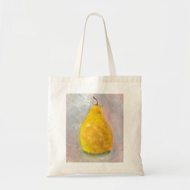 Golden Pear Still Life Watercolor Tote Bag (Front)