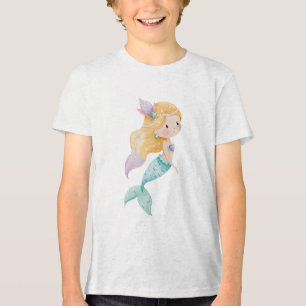 Golden Pearl Mermaid Illustration Tri-Blend Shirt