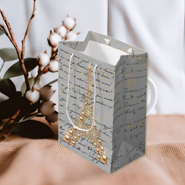 Golden Pearls  Eiffel Tower Medium Gift Bag (Creator Uploaded)