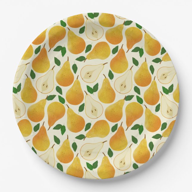 Golden Pears Pattern Paper Plate (Front)