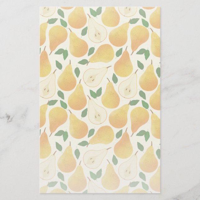 Golden Pears Pattern Stationery (Front)
