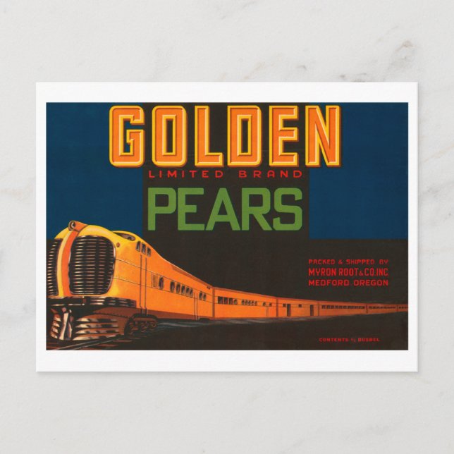 Golden Pears Vintage Fruit Crate Label Postcard (Front)