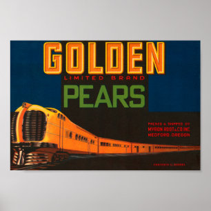 Golden Pears Vintage Fruit Crate Label Poster