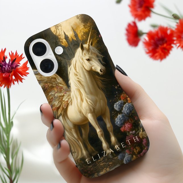 Golden Pegasus Floral Fantasy Horse Mad Girls Case-Mate iPhone Case (Creator Uploaded)