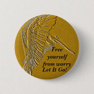 Golden Pelicans_ 6 Cm Round Badge